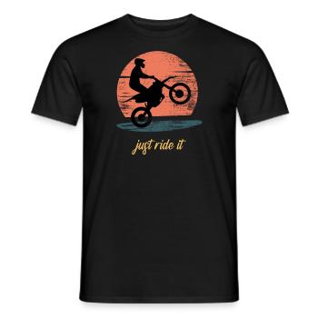 JUST RIDE IT SUPERMOTO WHEELIE - Männer T-Shirt - Schwarz - Vorne - AI Model Male 178 light (178cm)