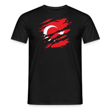 Türkei - Nationalfahne, Kratzer, Risse - Männer T-Shirt - Schwarz - Vorne - AI Model Male 178 light (178cm)