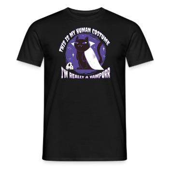 Chats d’Halloween Disant Chat Vampire Humour - T-shirt homme - noir - Devant - AI Model Male 178 light (178cm)