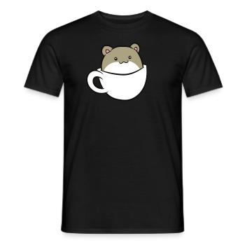 Cochon d’Inde - Assis dans une tasse blanche - T-shirt homme - noir - Devant - AI Model Male 178 light (178cm)
