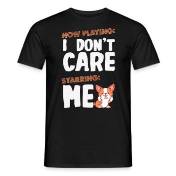 i don't care mit lustigem Corgy - Männer T-Shirt - Schwarz - Vorne - AI Model Male 178 light (178cm)