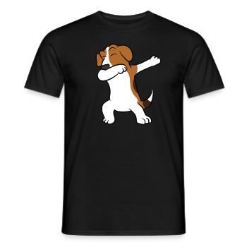 Beagle - Tamponnez, Dab, dabbing, dancing, dansez - T-shirt homme - noir - Devant - AI Model Male 178 light (178cm)