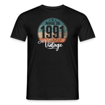 Vintage Made in 1991 Geburtsjahr 1991 Geburtstag - Männer T-Shirt - Schwarz - Vorne - AI Model Male 178 light (178cm)