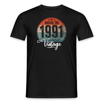 Vintage Made in 1991 Geburtsjahr 1991 Geburtstag - Männer T-Shirt - Schwarz - Vorne - AI Model Male 178 light (178cm)