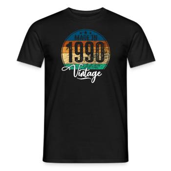 Vintage Made in 1990 Year of Birth 1990 Birthday - Men's T-Shirt - black - Front - AI Model Male 178 light (178cm)