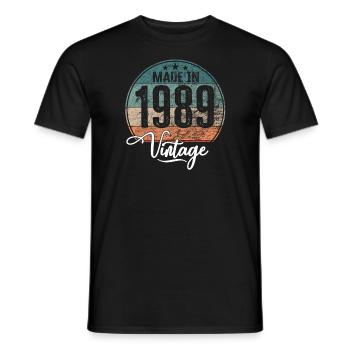 Made in 1989 Vintage Black Shirt 1Vintage Made - Men's T-Shirt - black - Front - AI Model Male 178 light (178cm)