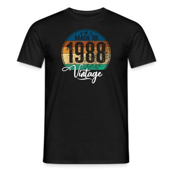 Millésime Fabriqué en 1988 Année de naissance 1988 Anniversaire - T-shirt homme - noir - Devant - AI Model Male 178 light (178cm)