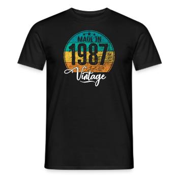 Millésime Fabriqué en 1987 Année de naissance 1987 Anniversaire - T-shirt homme - noir - Devant - AI Model Male 178 light (178cm)