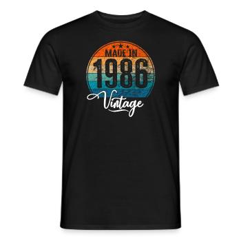 Millésime Fabriqué en 1986 Année de naissance 1986 Anniversaire - T-shirt homme - noir - Devant - AI Model Male 178 light (178cm)