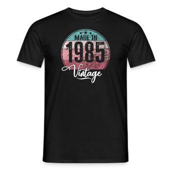 Millésime Fabriqué en 1985 Année de naissance 1985 Anniversaire - T-shirt homme - noir - Devant - AI Model Male 178 light (178cm)