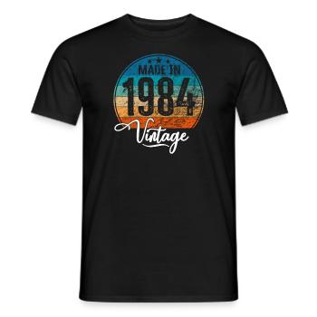 Millésime Fabriqué en 1984 Année de naissance 1984 Anniversaire - T-shirt homme - noir - Devant - AI Model Male 178 light (178cm)