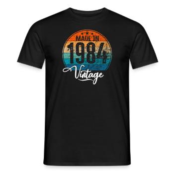 Millésime Fabriqué en 1984 Année de naissance 1984 Anniversaire - T-shirt homme - noir - Devant - AI Model Male 178 light (178cm)