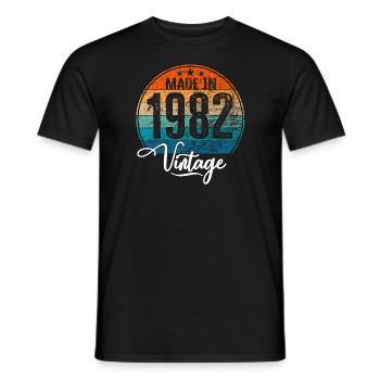 Vintage Made in 1982 Year of birth 1982 Birthday - Men's T-Shirt - black - Front - AI Model Male 178 light (178cm)