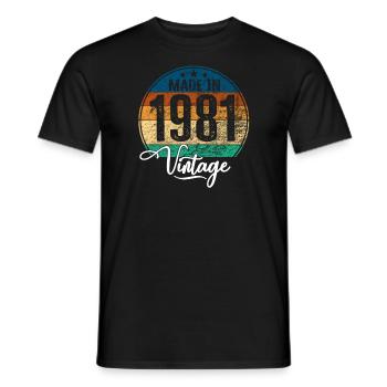 Millésime Fabriqué en 1981 Année de naissance 1981 Anniversaire - T-shirt homme - noir - Devant - AI Model Male 178 light (178cm)