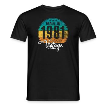 Millésime Fabriqué en 1981 Année de naissance 1981 Anniversaire - T-shirt homme - noir - Devant - AI Model Male 178 light (178cm)