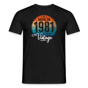 Millésime Fabriqué en 1981 Année de naissance 1981 Anniversaire - T-shirt homme - noir - Devant - AI Model Male 178 light (178cm)