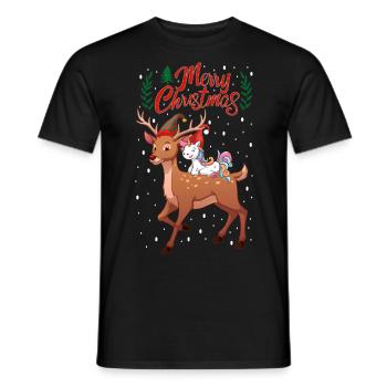 Licorne chevauche des rennes - Noël - T-shirt homme - noir - Devant - AI Model Male 178 light (178cm)