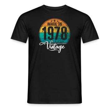 Millésime Fabriqué en 1978 Année de naissance 1978 Anniversaire - T-shirt homme - noir - Devant - AI Model Male 178 light (178cm)