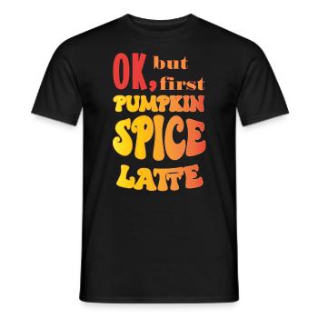 Premier thé au café au lait aux épices à la citrouille Kaffee Kürbis - T-shirt homme - noir - Devant - AI Model Male 178 light (178cm)