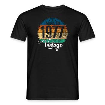 Millésime Fabriqué en 1977 Année de naissance 1977 Anniversaire - T-shirt homme - noir - Devant - AI Model Male 178 light (178cm)