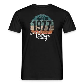Millésime Fabriqué en 1977 Année de naissance 1977 Anniversaire - T-shirt homme - noir - Devant - AI Model Male 178 light (178cm)
