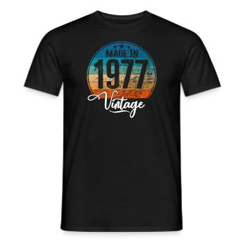 Millésime Fabriqué en 1977 Année de naissance 1977 Anniversaire - T-shirt homme - noir - Devant - AI Model Male 178 light (178cm)