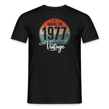 Millésime Fabriqué en 1977 Année de naissance 1977 Anniversaire - T-shirt homme - noir - Devant - AI Model Male 178 light (178cm)