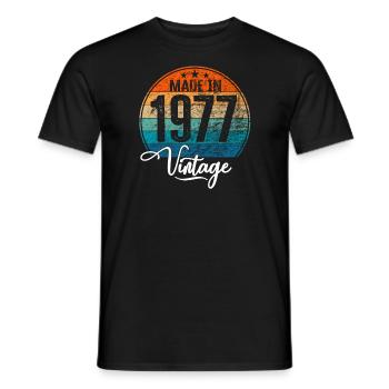 Vintage Fabriqué en 1977 Année de naissance 1977 Anniversaire - T-shirt homme - noir - Devant - AI Model Male 178 light (178cm)