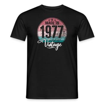Millésime Fabriqué en 1977 Année de naissance 1977 Anniversaire - T-shirt homme - noir - Devant - AI Model Male 178 light (178cm)
