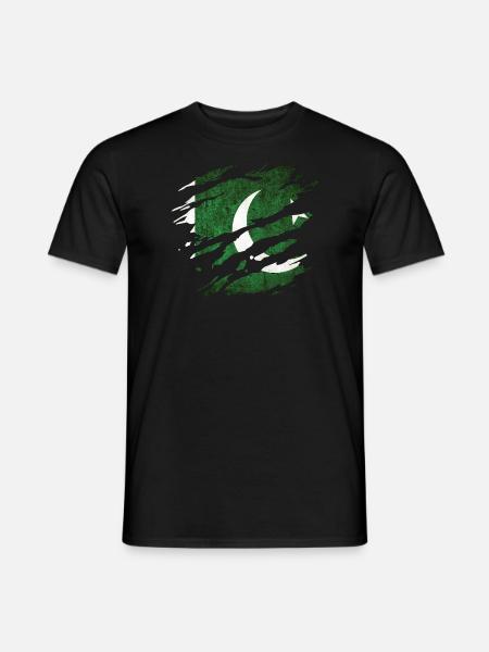 Pakistan - national flag, scratches, cracks - Men's T-Shirt - black