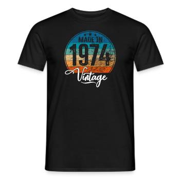 Millésime Fabriqué en 1974 Année de naissance 1974 Anniversaire - T-shirt homme - noir - Devant - AI Model Male 178 light (178cm)