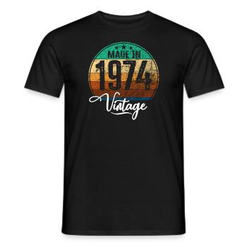 Millésime Fabriqué en 1974 Année de naissance 1974 Anniversaire - T-shirt homme - noir - Devant - AI Model Male 178 light (178cm)