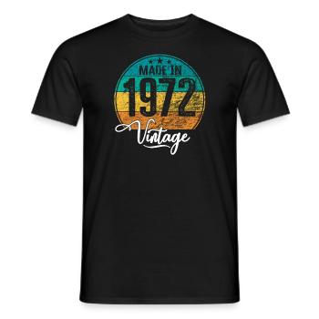 Millésime Fabriqué en 1972 Année de naissance 1972 Anniversaire - T-shirt homme - noir - Devant - AI Model Male 178 light (178cm)