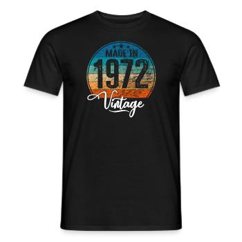 Millésime Fabriqué en 1972 Année de naissance 1972 Anniversaire - T-shirt homme - noir - Devant - AI Model Male 178 light (178cm)