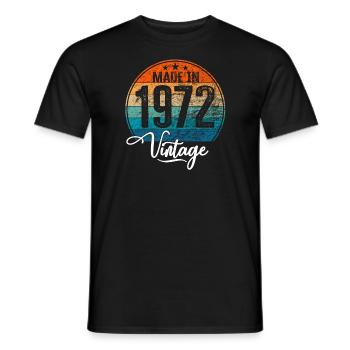 Millésime Fabriqué en 1972 Année de naissance 1972 Anniversaire - T-shirt homme - noir - Devant - AI Model Male 178 light (178cm)