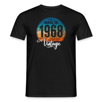 Vintage Fabriqué en 1968 Année de naissance 1968 Anniversaire - T-shirt homme - noir - Devant - AI Model Male 178 light (178cm)