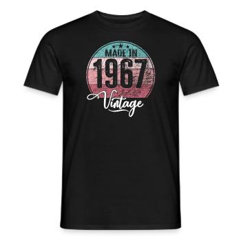 Millésime fabriqué en 1967 Année de naissance 1967 Anniversaire - T-shirt homme - noir - Devant - AI Model Male 178 light (178cm)