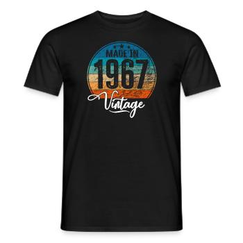 Millésime fabriqué en 1967 Année de naissance 1967 Anniversaire - T-shirt homme - noir - Devant - AI Model Male 178 light (178cm)