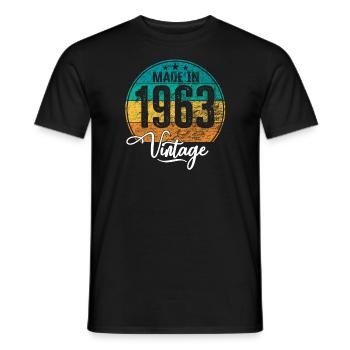 Millésime fabriqué en 1963 Année de naissance 1963 Anniversaire - T-shirt homme - noir - Devant - AI Model Male 178 light (178cm)