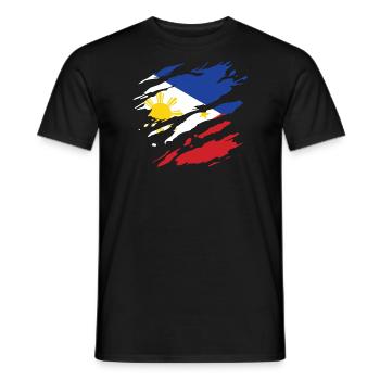 Philippinen - Nationalfahne, Kratzer, Risse - Männer T-Shirt - Schwarz - Vorne - AI Model Male 178 light (178cm)