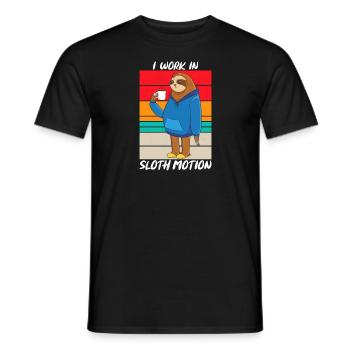 I Work In Sloth Motion Sarcasm - Men's T-Shirt - black - Front - AI Model Male 178 light (178cm)