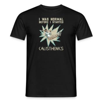 J’étais normal avant de commencer la gymnastique - T-shirt homme - noir - Devant - AI Model Male 178 light (178cm)