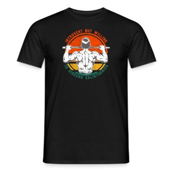 Introverti mais prêt à discuter de gymnastique - T-shirt homme - noir - Devant - AI Model Male 178 light (178cm)