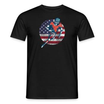 Football Américain Rétro Vintage Drapeau des États-Unis - T-shirt homme - noir - Devant - AI Model Male 178 light (178cm)