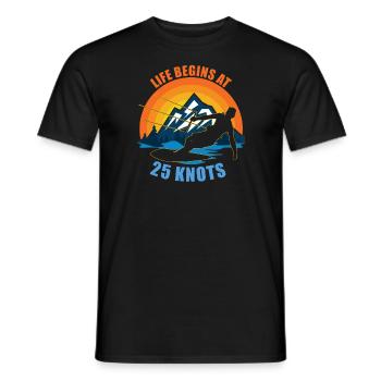 Das Leben beginnt bei 25 Knoten Lustiges Kitesurfen - Männer T-Shirt - Schwarz - Vorne - AI Model Male 178 light (178cm)