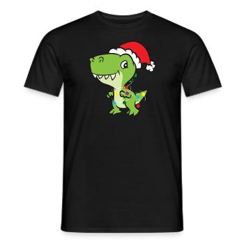 T-Rex - Tree-Rex bunte Lichterkette - Männer T-Shirt - Schwarz - Vorne - AI Model Male 178 light (178cm)