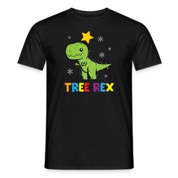 T-Rex - Tree Rex Lichterkette Stern Schneeflocke b - Männer T-Shirt - Schwarz - Vorne - AI Model Male 178 light (178cm)
