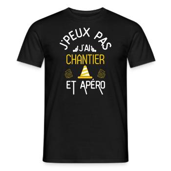 J Peux Pas J Ai Chantier et Apéro - T-shirt homme - noir - Devant - AI Model Male 178 light (178cm)