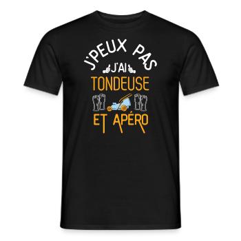 J Peux Pas J Ai Tondeuse et Apéro - T-shirt homme - noir - Devant - AI Model Male 178 light (178cm)