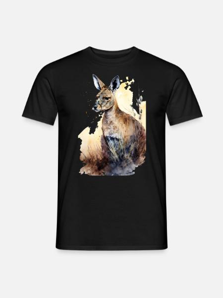 Kängurus Kangeroo Wasserfarben malerei gemälde - Männer T-Shirt - Schwarz